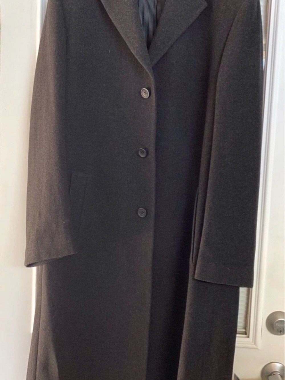 Ferrecci Collection Men’s Charcoal Gray Long Overcoat 3 Button Notch Lapel Lined